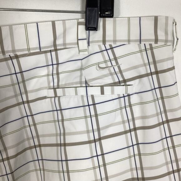 Nike Golf Shorts Plaid Dri-Fit Stretch Pockets Men Size 42 NWT White Tan Blue - Picture 5 of 7